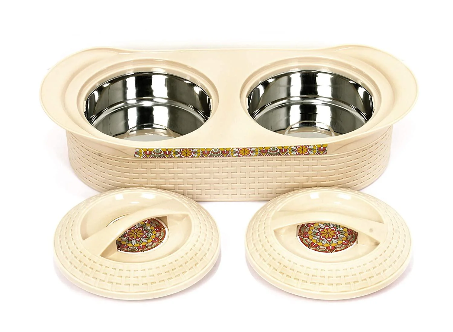 Cello insulated Hot Pot Wicker Twin (1000+1000) Beige - Image 2