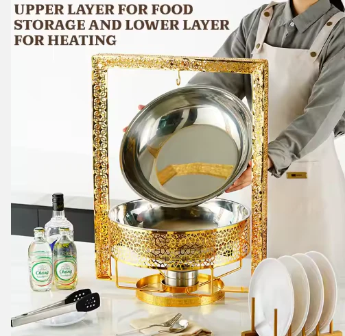 Chafing Dish round 8 Litre stainless steel Gold - Image 2