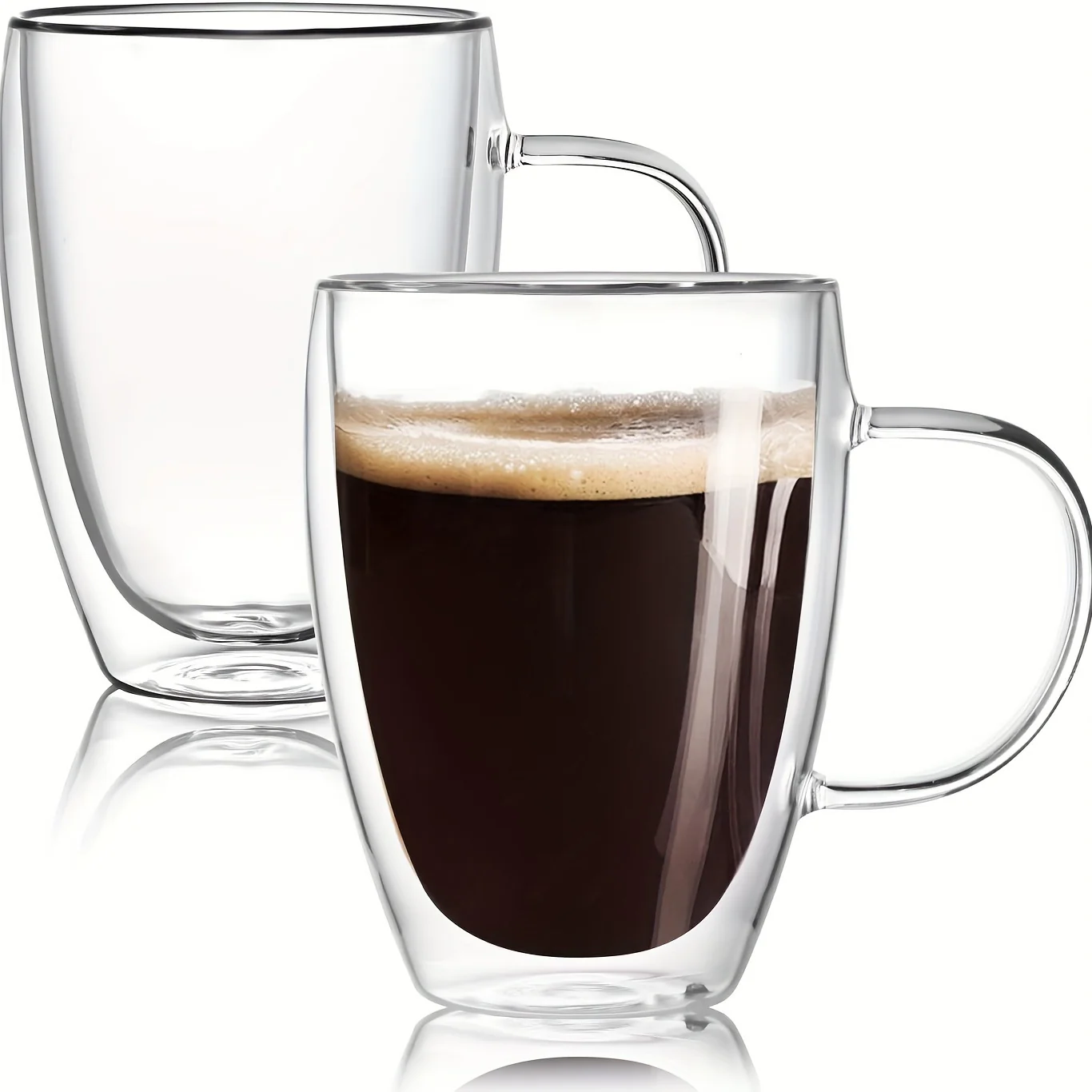 Double Insulated Glass Coffee Cup with Handle - Image 2
