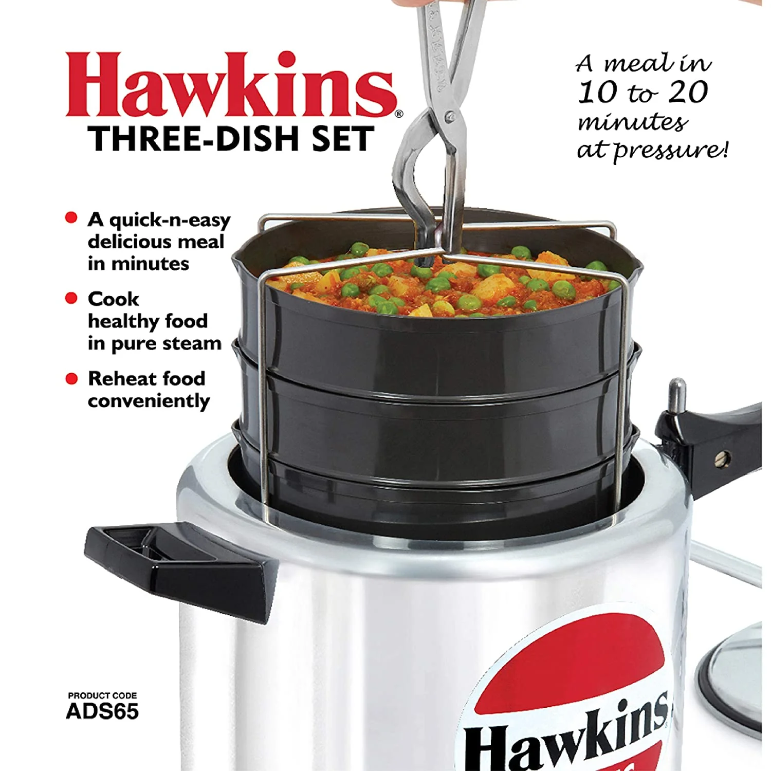 Hawkins Hard Anodized 3 Dish Set Seperator For Pressure Cooker (ADS65) - Image 4