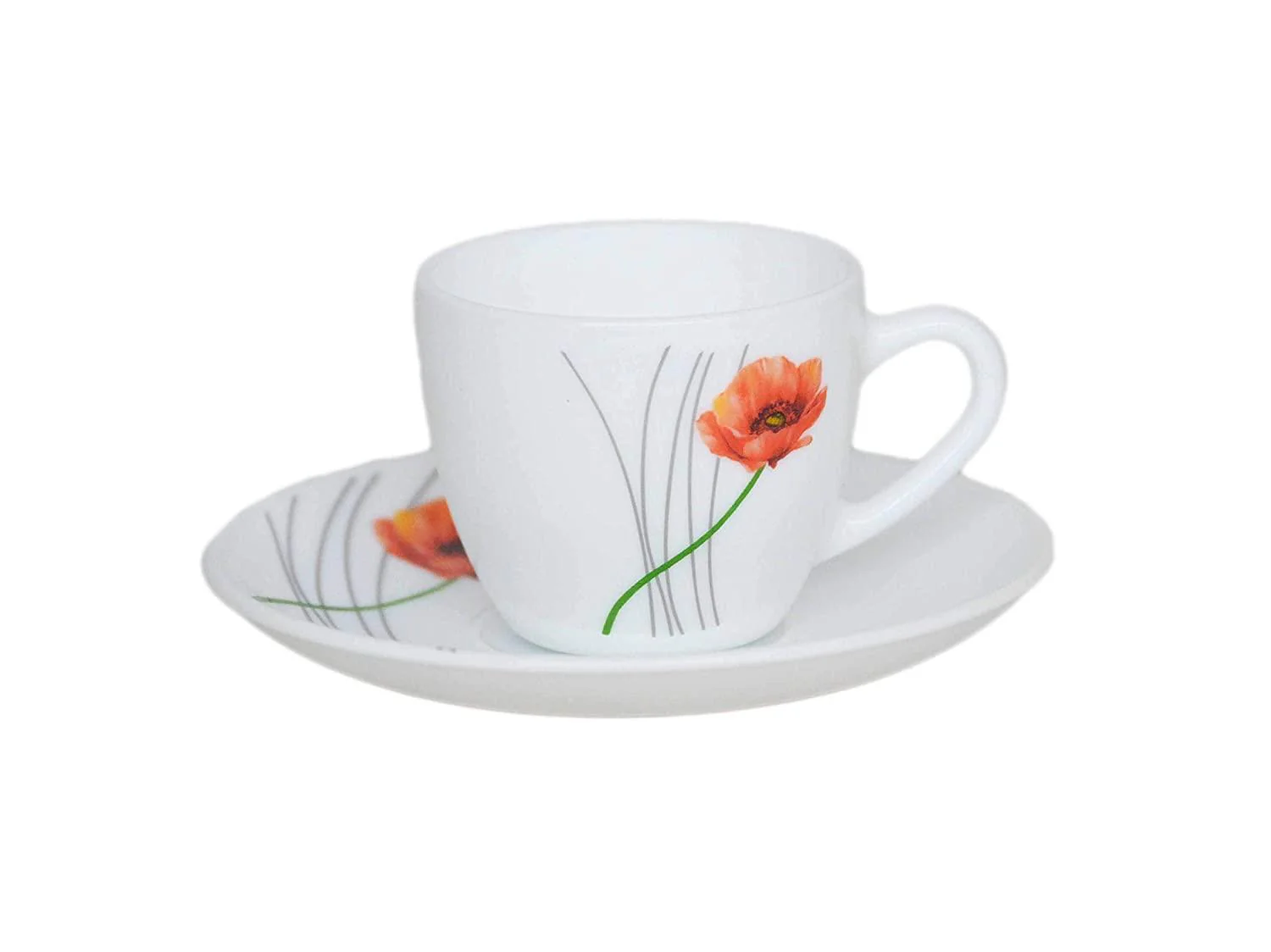 La Opala Diva soul passion Tea & Coffee Cup & Saucers 220 ML Set of 6. (White) - Image 2