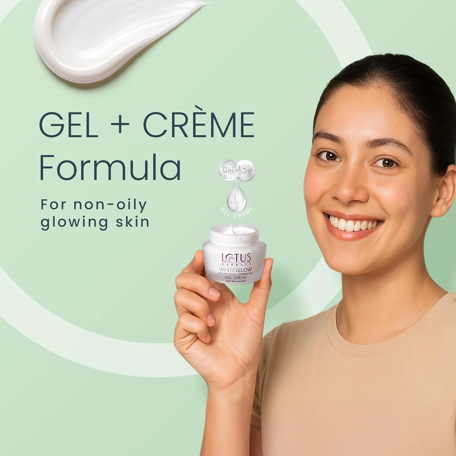 Lotus Herbals WhiteGlow Skin Whitening And Brightening Gel Cream| Hydrates, Removes Dark Spots And Tanning, Gives Radiant Glow| With Niacinamide| Face Cream For Men And Women| All Skin Types| 60g - Image 3