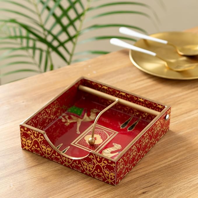 Napkin/tissue/serviettes Holder with Gold Engraving | Pack of 1 - Image 7