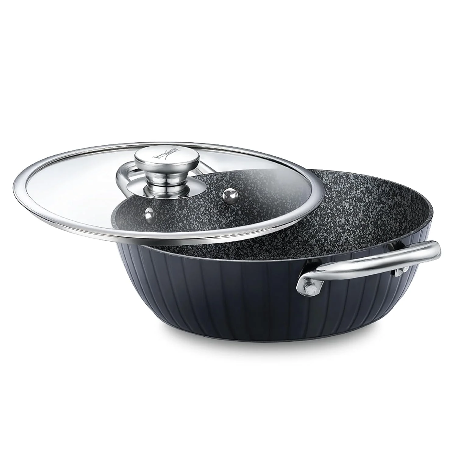 Prestige Durastone Hard Anodised 6 Layer Non-Stick Kadai with Glass Lid (2sizes) - Image 2