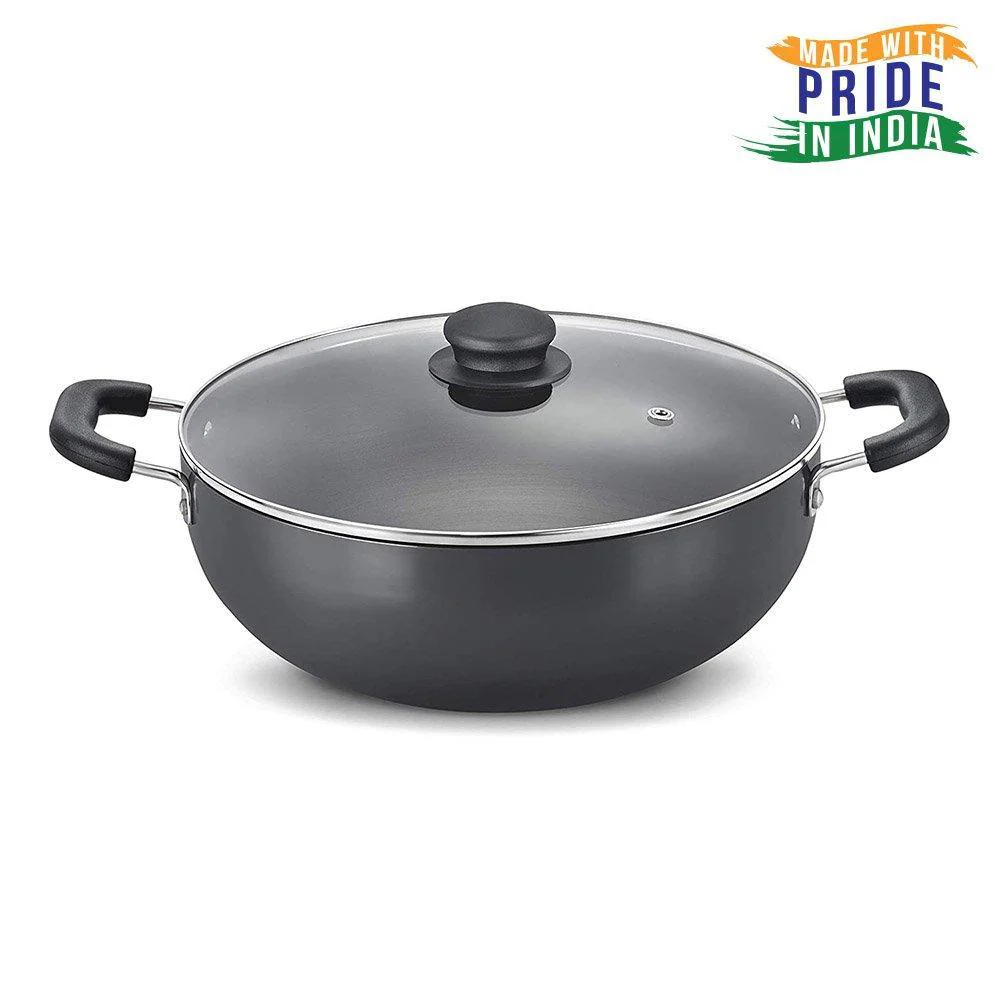 Prestige Hard Anodised Aluminium Kadai, 200 mm with Glass Lid (Induction Base)