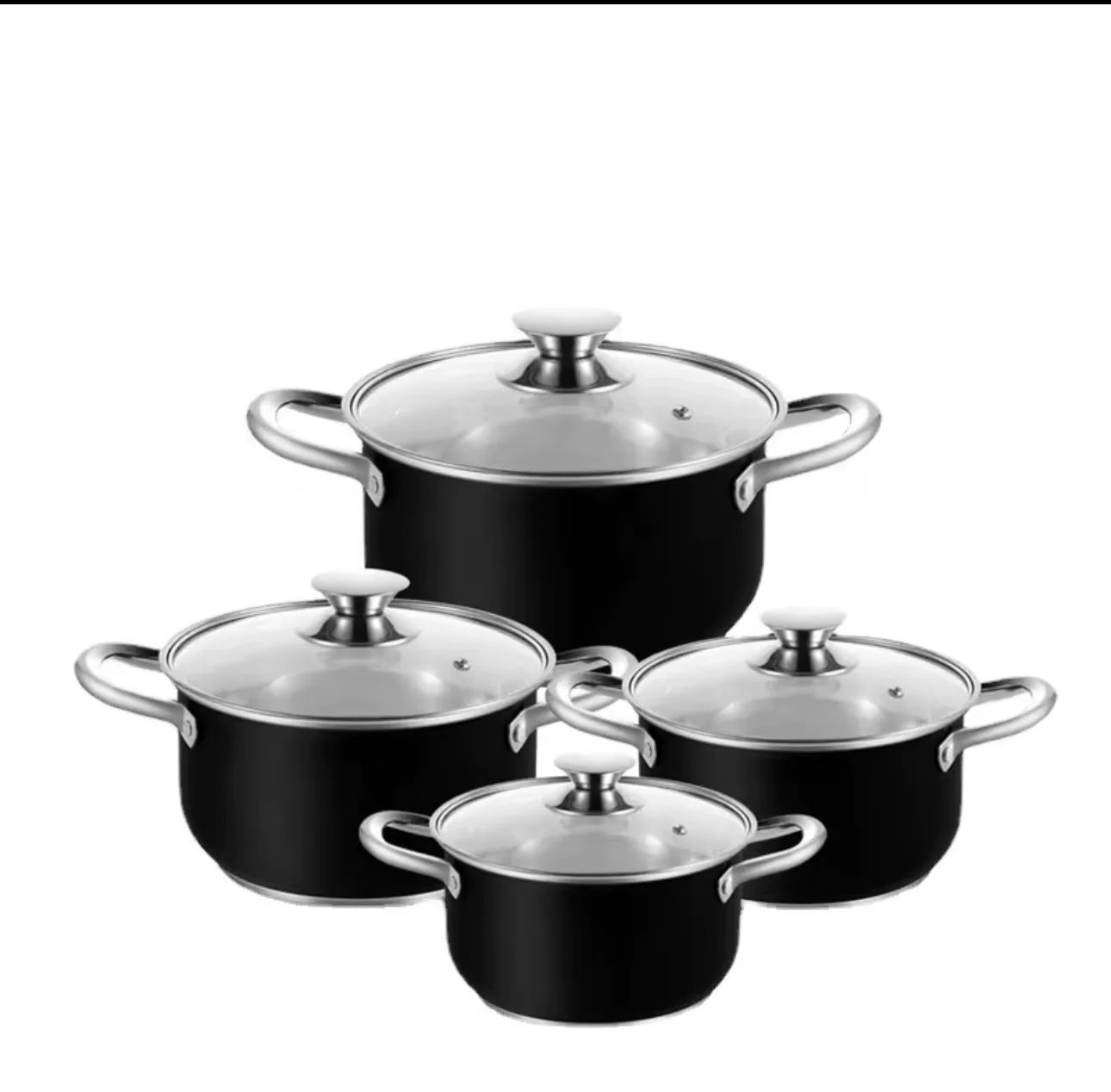 Stainless Steel Cooking Pot with lid -(8 Pcs Set) - Image 2