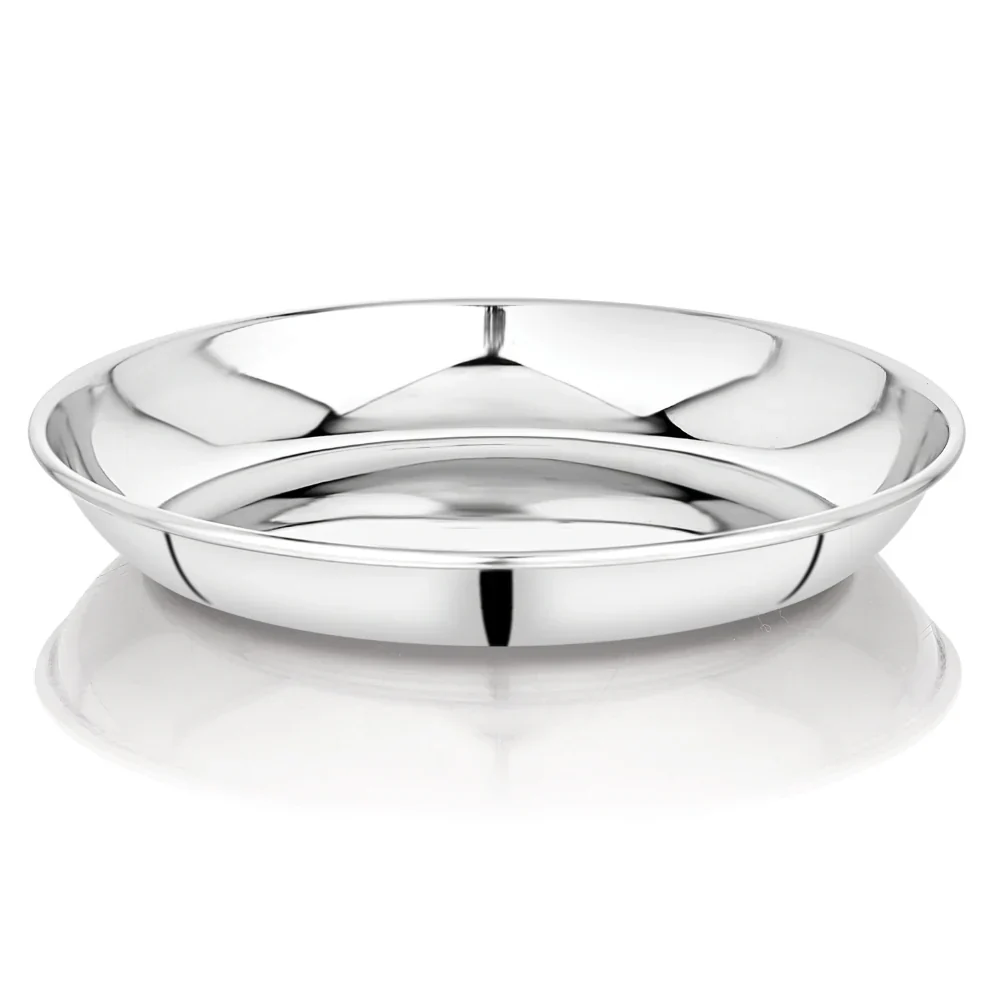 Stainless Steel Round Halwa Plate(sapphire)