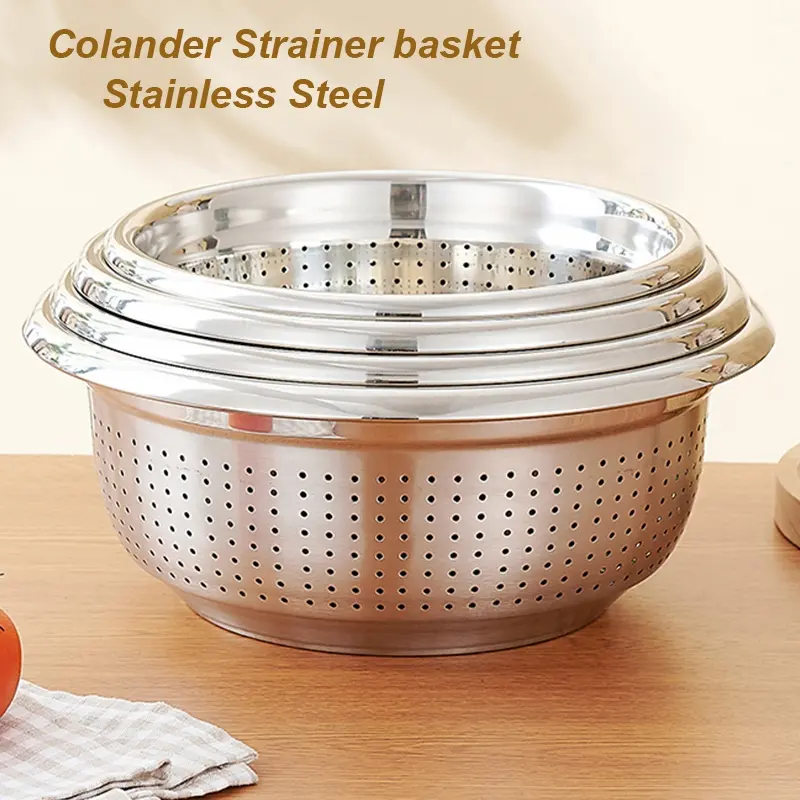 Stainless steel Vegetables Colander rice sieve strainer bowl - Image 2