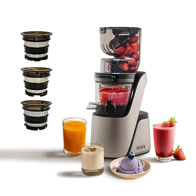 Sujata Cold Pressed Slow Juicer SJ01 | Ideal for Fruit, Vegetable Juices, Nut Milks, Smoothies & Frozen Desserts | Dual Feeding Chute | Reverse Function | Magnetic Safety Lock - Image 2