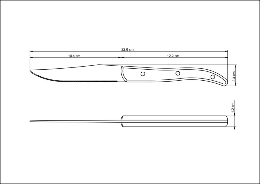 Tramontina Churrasco Steak Knife Micro Serrated Narrow Polywood 4", 10cm (online only) - Image 2